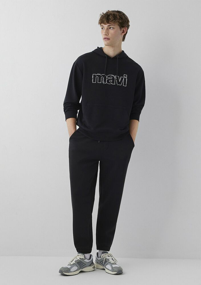 Mavi Logo Baskılı Siyah Loose Fit Erkek Sweatshirt 0S10196-900 (1)