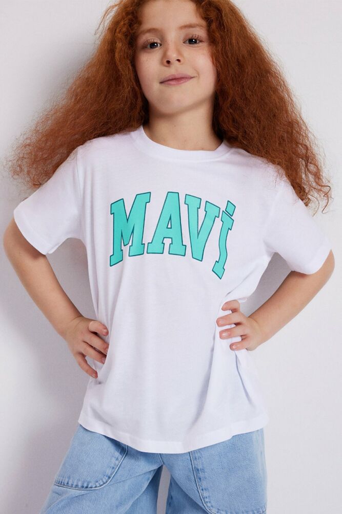 Mavi Logo Beyaz Çocuk Tişört 7610109-620 - 1