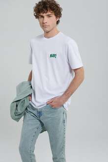 Mavi Logo Beyaz Erkek Tişört 0611714-620 - 2