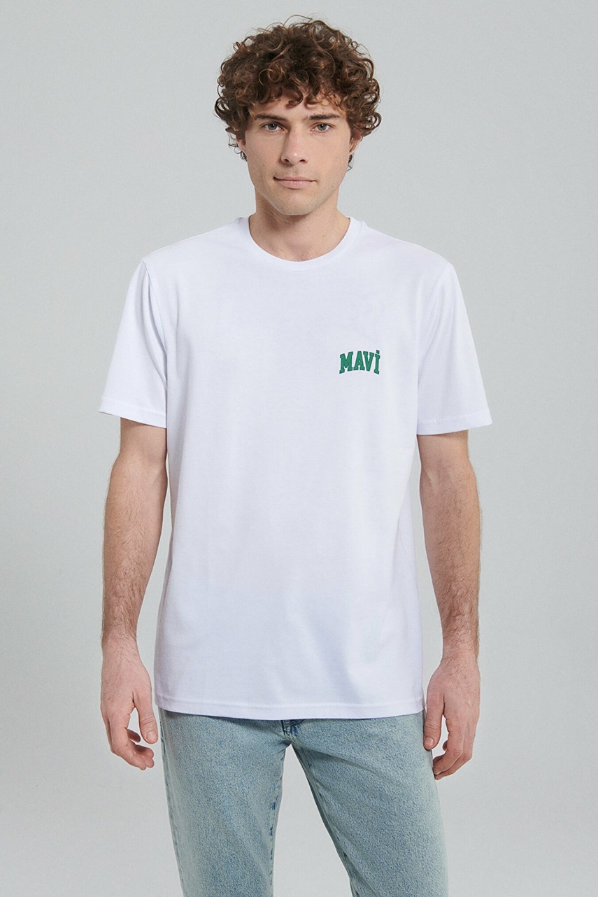 Mavi Logo Beyaz Erkek Tişört 0611714-620 - 3