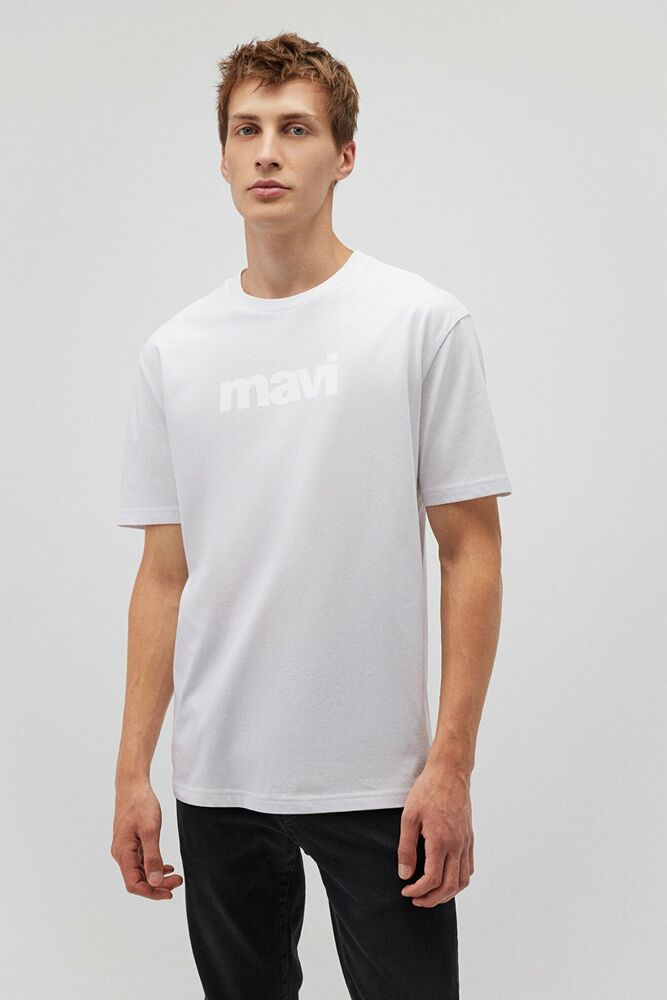 Mavi Logo Beyaz Erkek Tişört 0611807-620 - 1