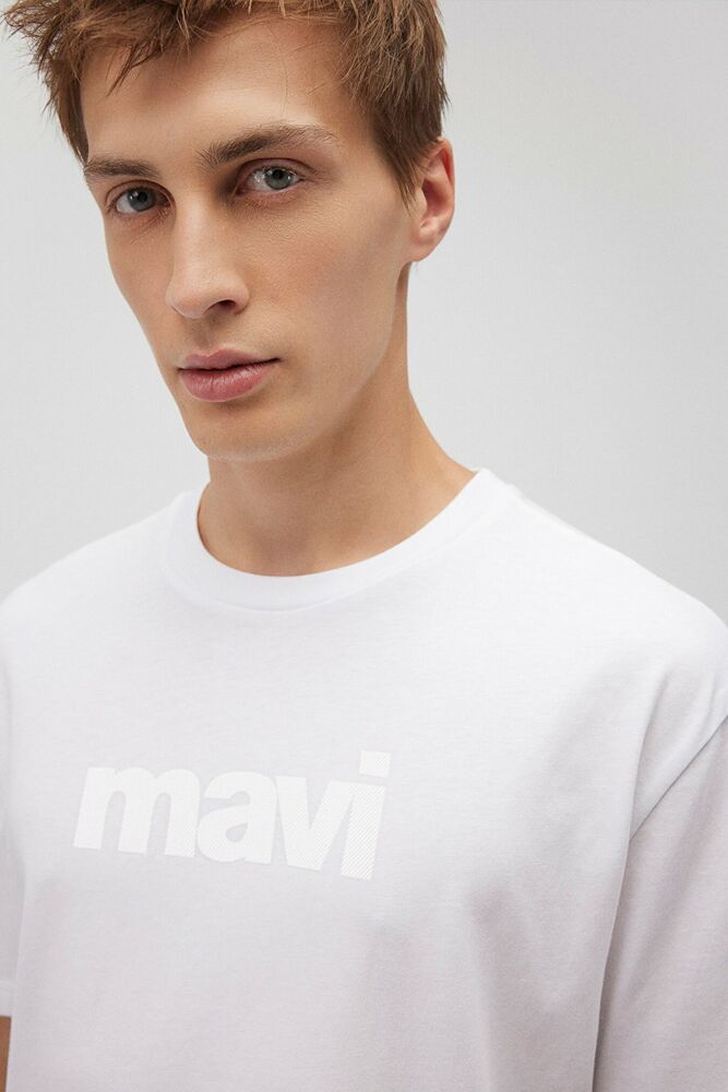 Mavi Logo Beyaz Erkek Tişört 0611807-620 - 5