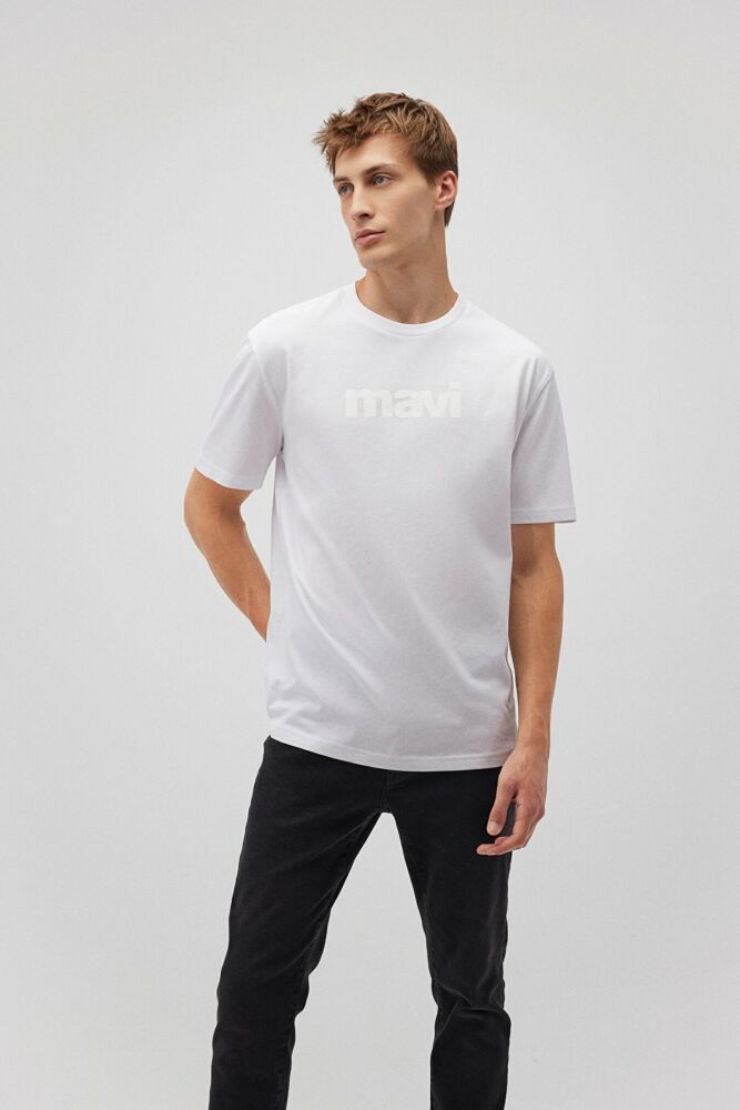 Mavi Logo Beyaz Erkek Tişört 0611807-620 (1)