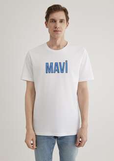 Mavi Logo Beyaz Erkek Tişört 066842-620 - 2