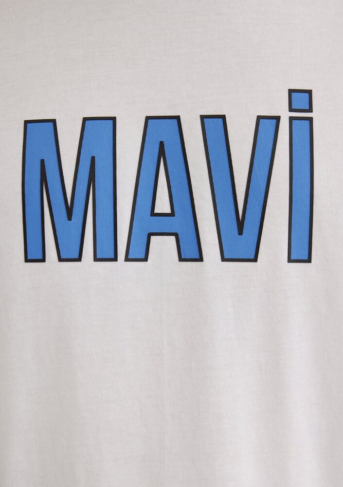 Mavi Logo Beyaz Erkek Tişört 066842-620 - 5