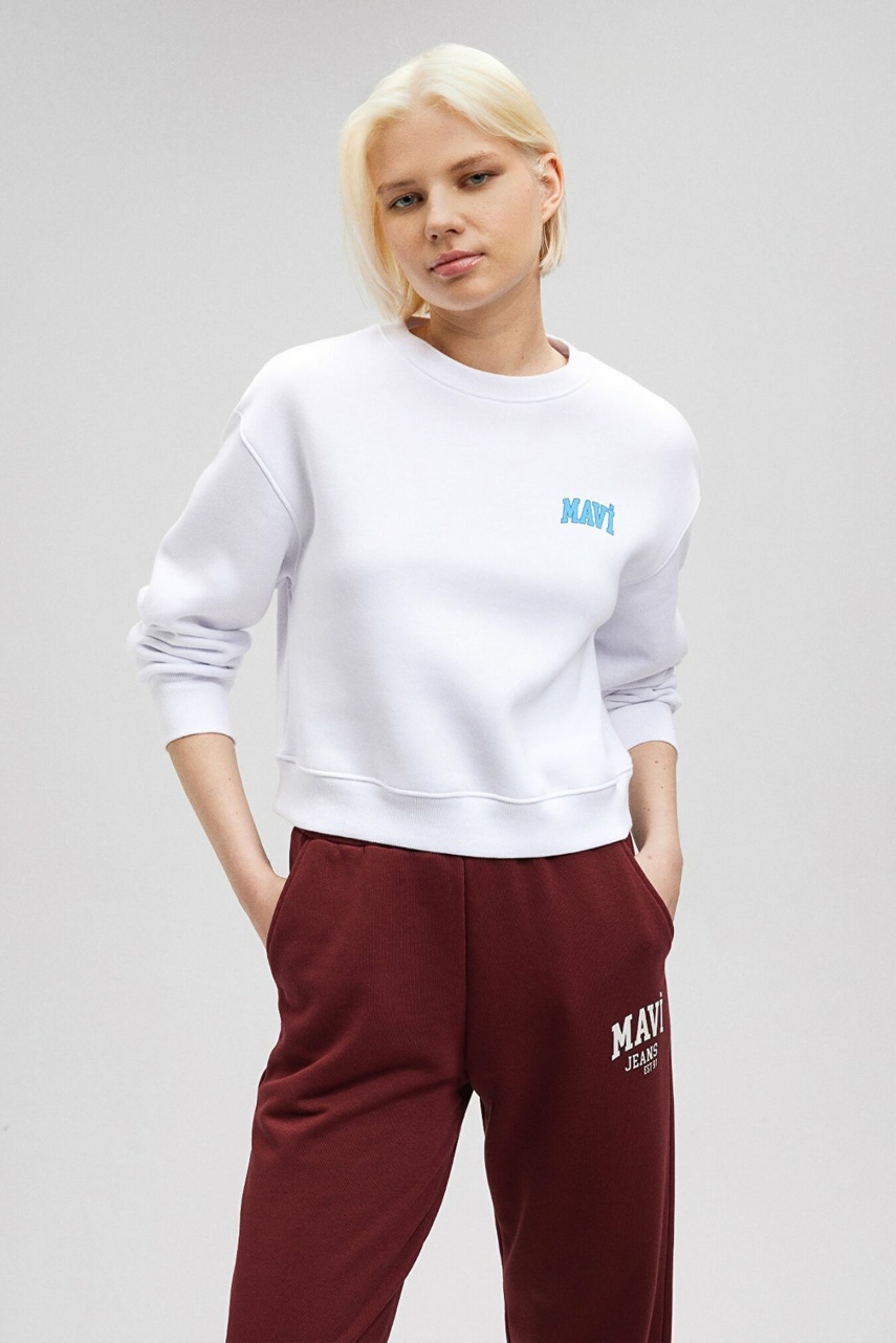 Mavi Logo Beyaz Kadın Sweat 1611601-620 - 2