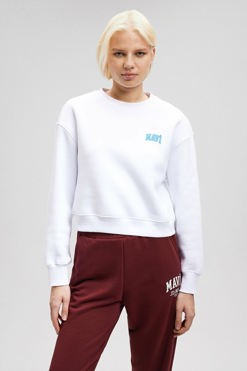 Mavi Logo Beyaz Kadın Sweat 1611601-620 - 3