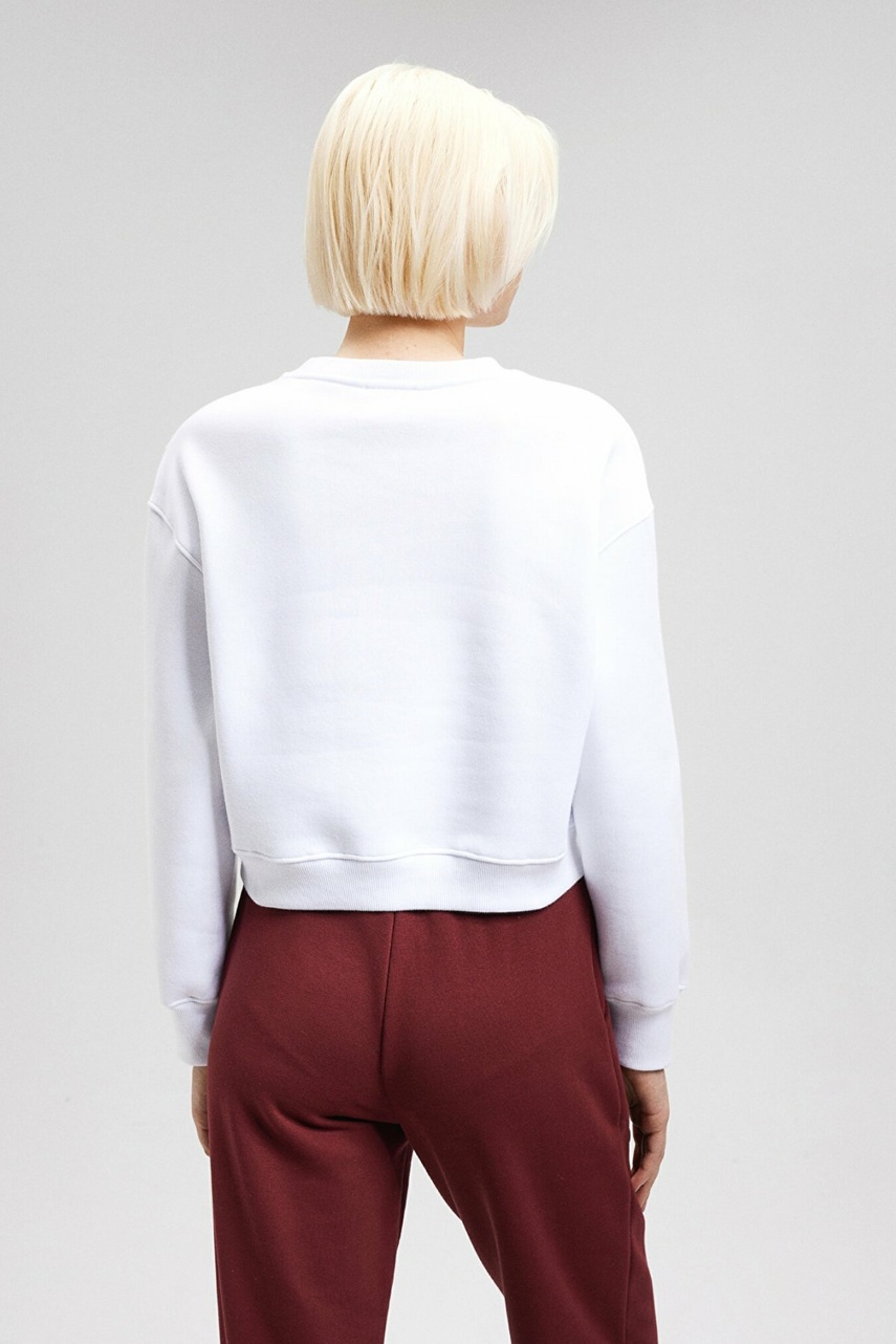 Mavi Logo Beyaz Kadın Sweat 1611601-620 - 4