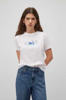 Mavi Logo Beyaz Kadın Tişört 1611478-620 - Mavi (1)