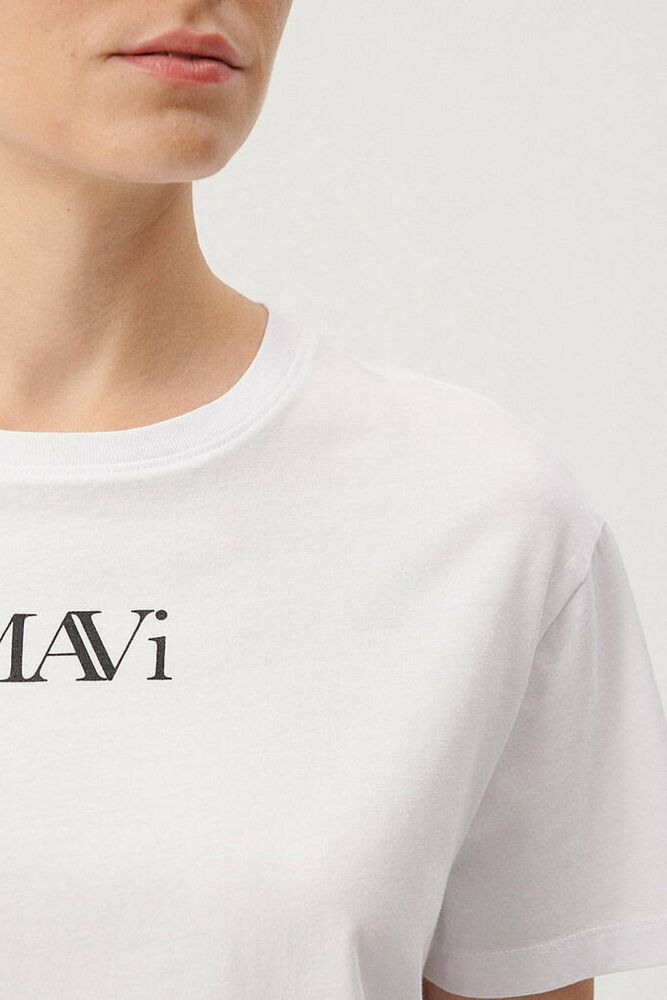 Mavi Logo Beyaz Kadın Tişört 1611594-620 - 4