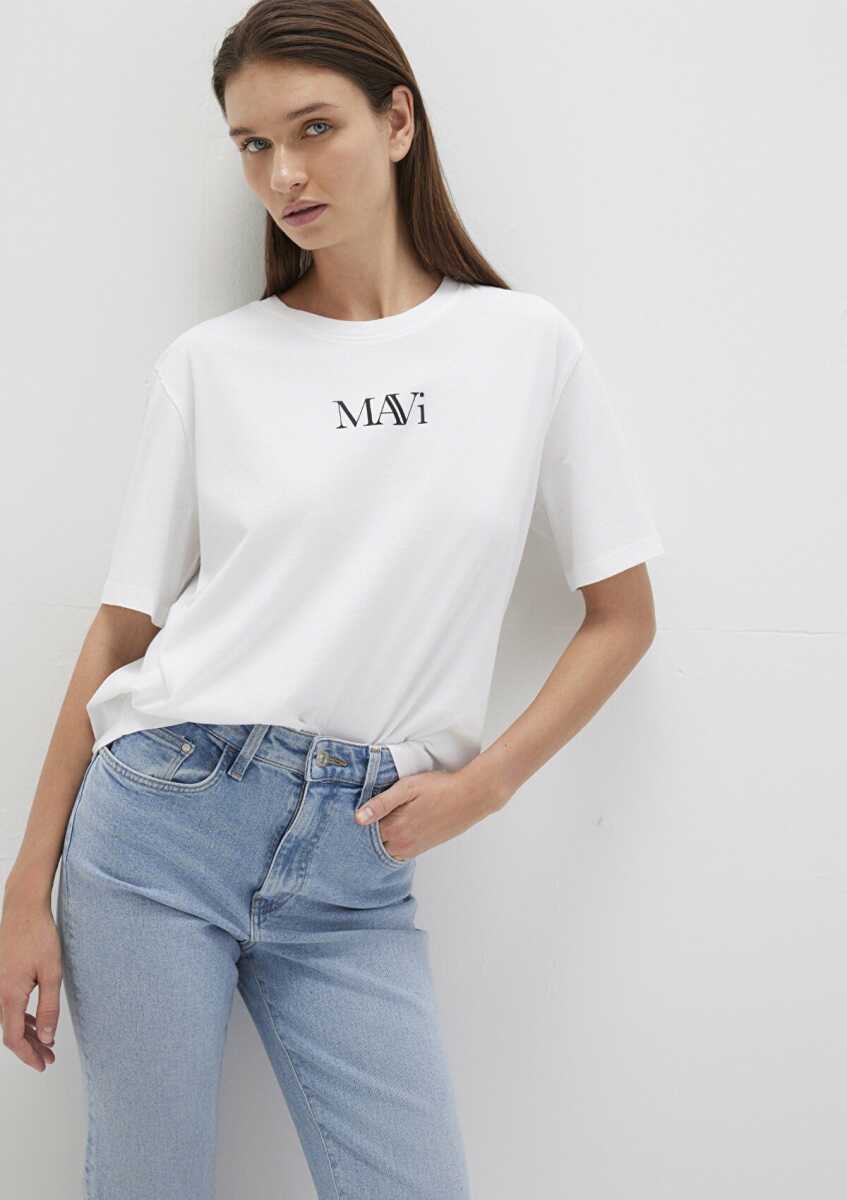 Mavi Logo Beyaz Kadın Tişört 1611594-620