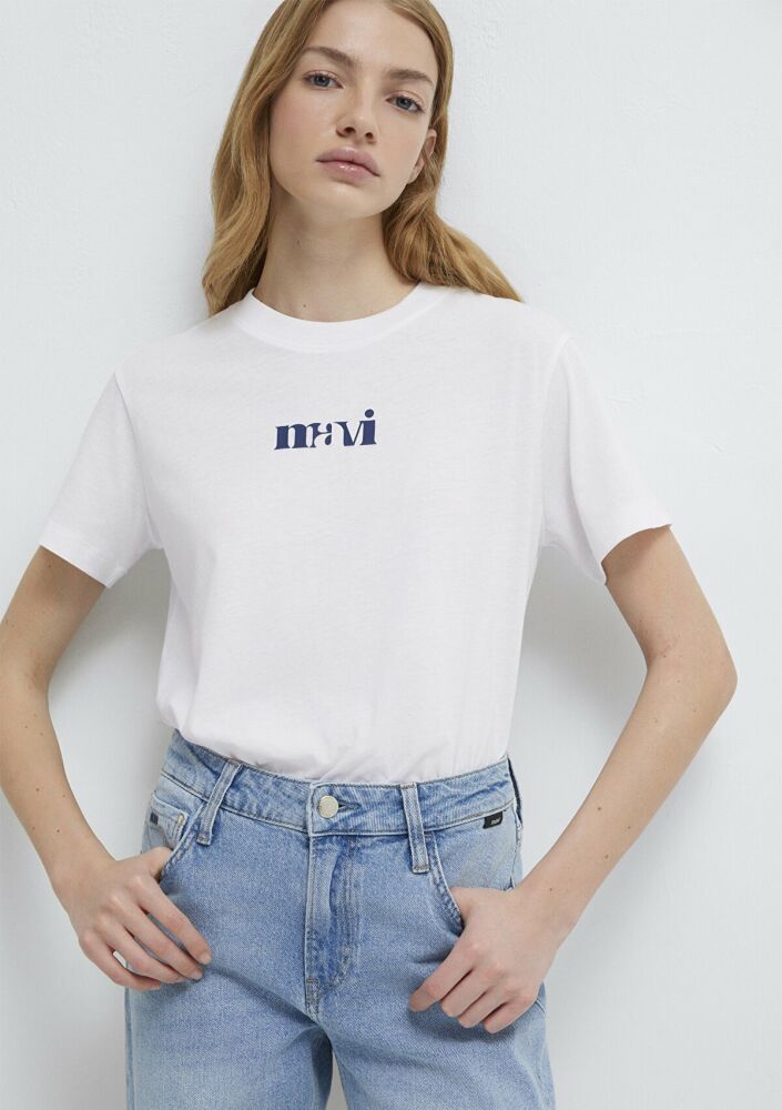 Mavi Logo Beyaz Kadın Tişört 1612241-620