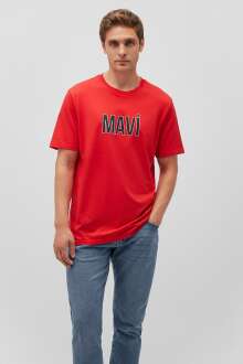 Mavi Logo Çin Kırmızısı Erkek Tişört 066842-33099 - Mavi (1)