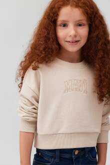 Mavi Logo Crop Bej Çocuk Sweat 7S10078-70072 - 1
