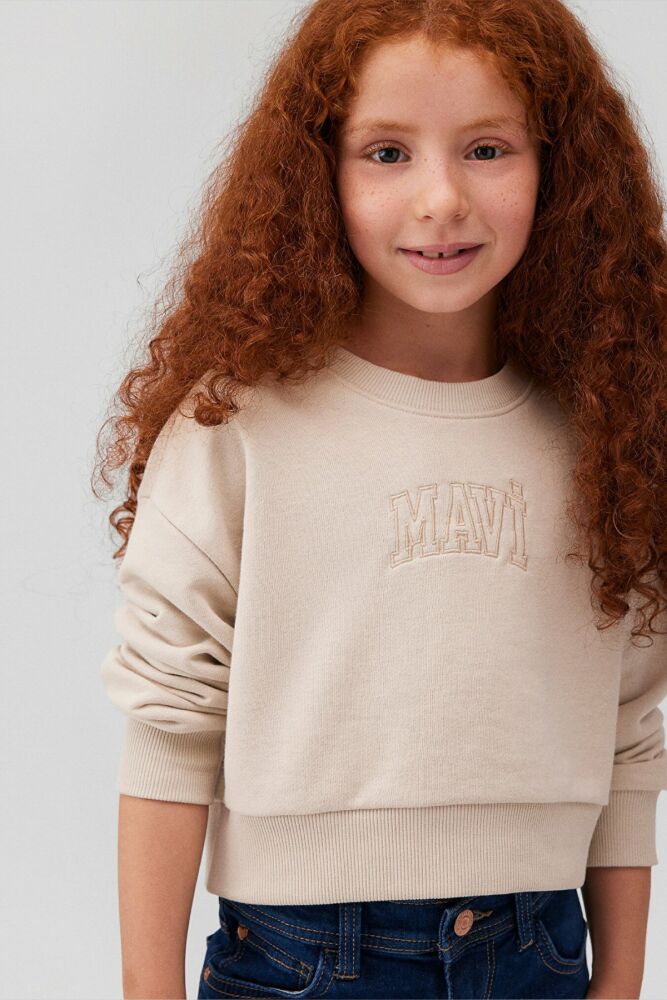 Mavi Logo Crop Bej Çocuk Sweat 7S10078-70072 - 1