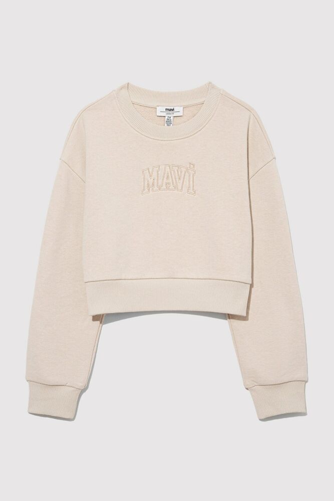 Mavi Logo Crop Bej Çocuk Sweat 7S10078-70072 - 2