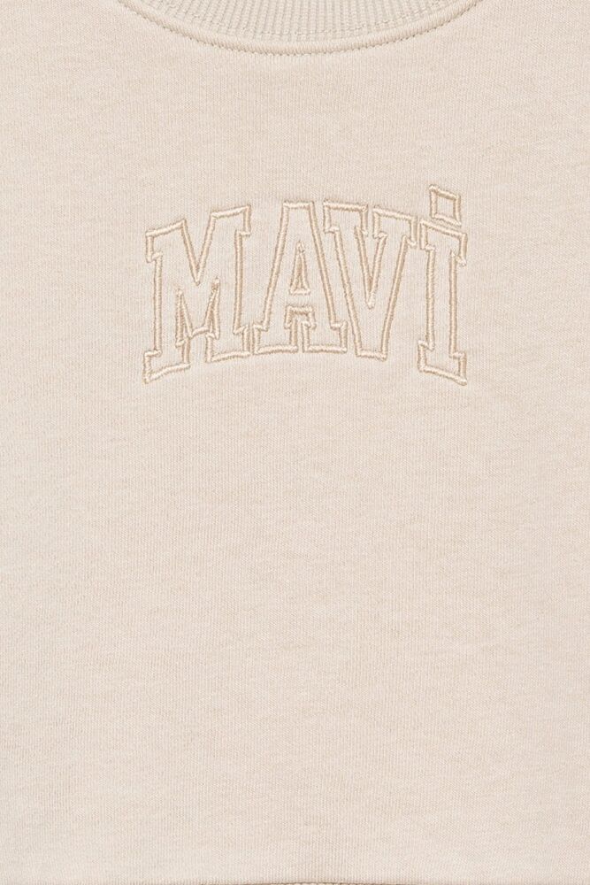 Mavi Logo Crop Bej Çocuk Sweat 7S10078-70072 - 4