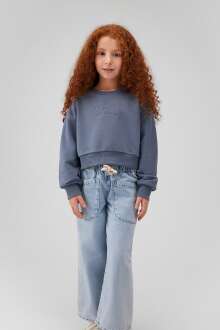 Mavi Logo Crop Puslu Mavi Çocuk Sweat 7S10078-70871 - 2