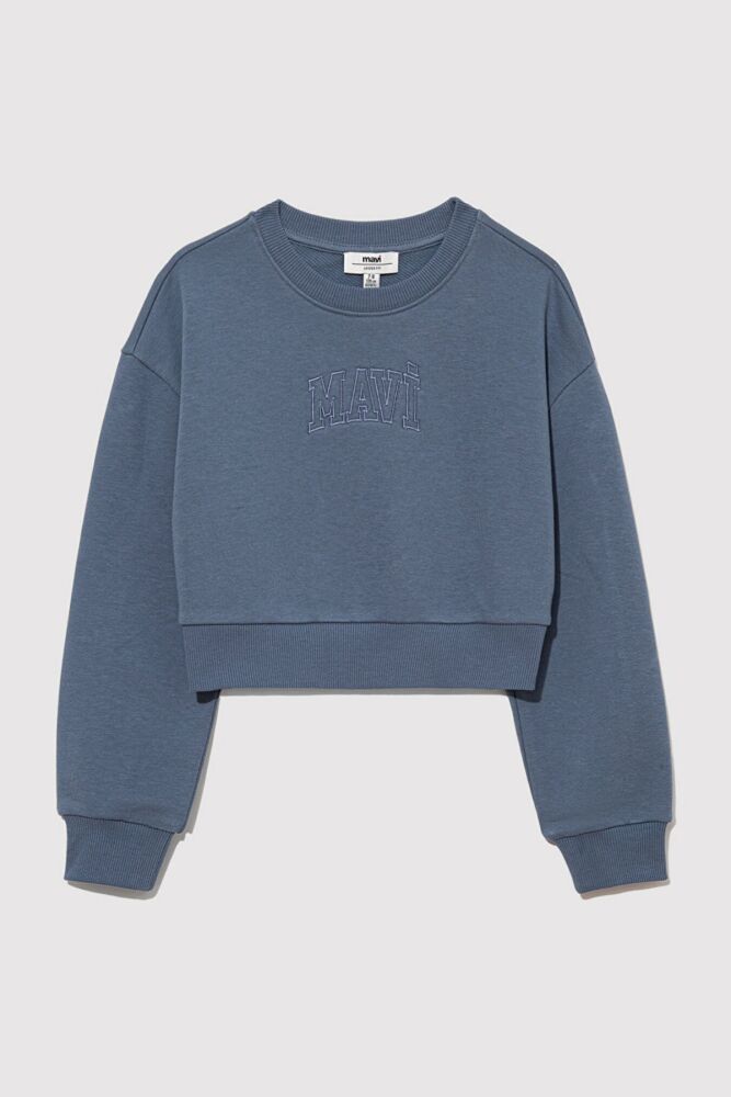 Mavi Logo Crop Puslu Mavi Çocuk Sweat 7S10078-70871 - 3