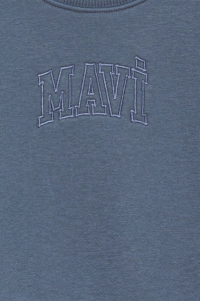 Mavi Logo Crop Puslu Mavi Çocuk Sweat 7S10078-70871 - 5
