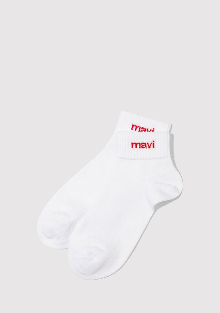 Mavi Logo Detaylı Beyaz Patik Kadın Çorap 1910331-23248