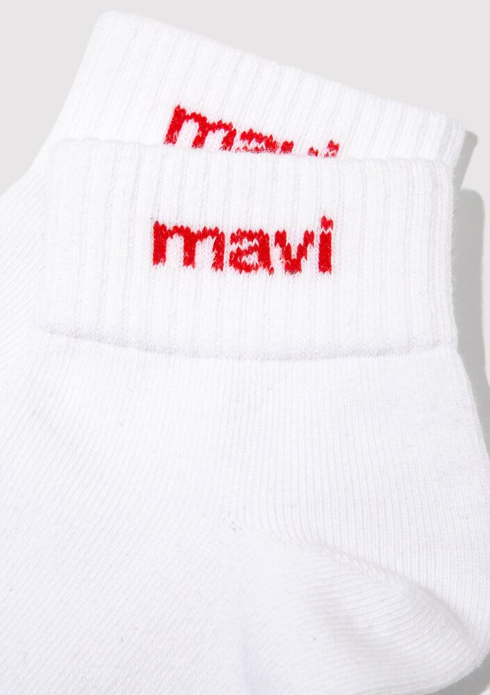 Mavi Logo Detaylı Beyaz Patik Kadın Çorap 1910331-23248 (1)