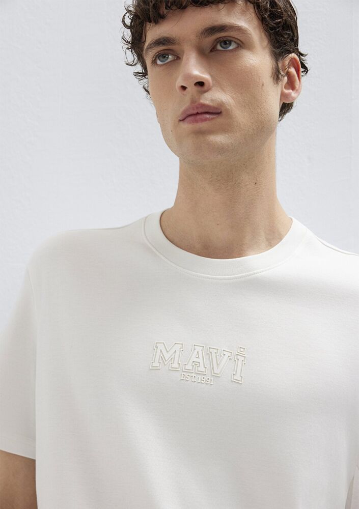 Mavi Logo Ekru Regular Fit Erkek Tişört 0613662-70057