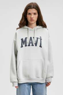 Mavi Logo Kapişonlu Açık Gri Kadın Sweat 1600361-34322 - 3