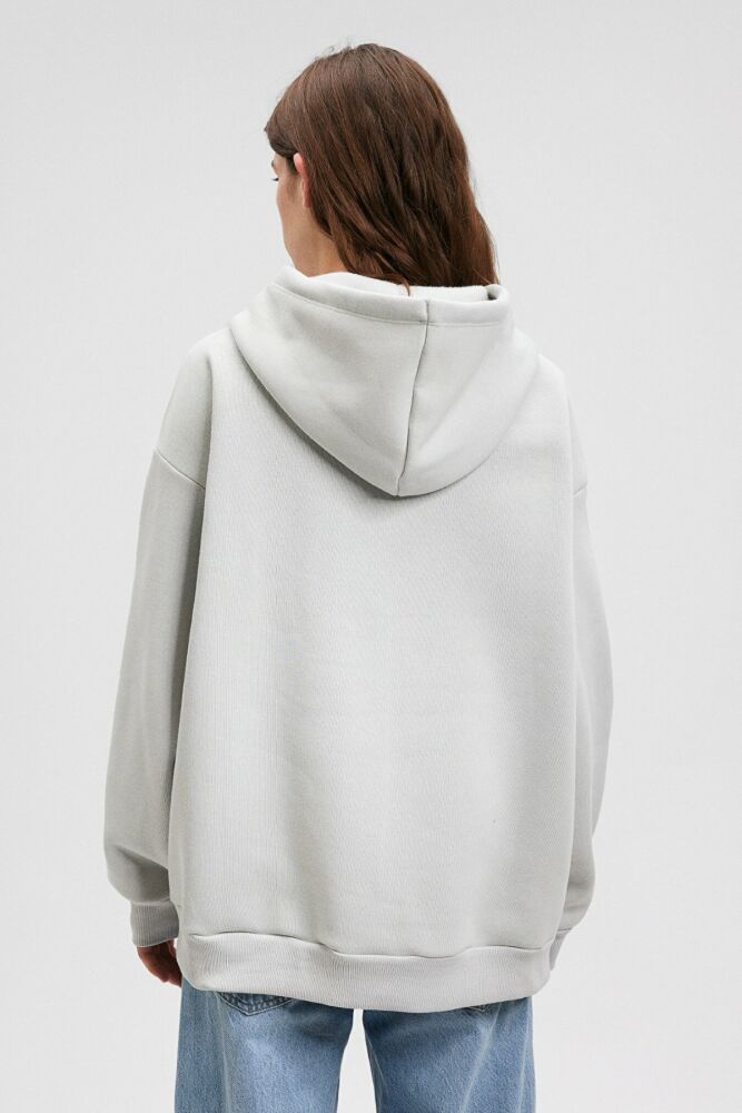 Mavi Logo Kapişonlu Açık Gri Kadın Sweat 1600361-34322 - 4