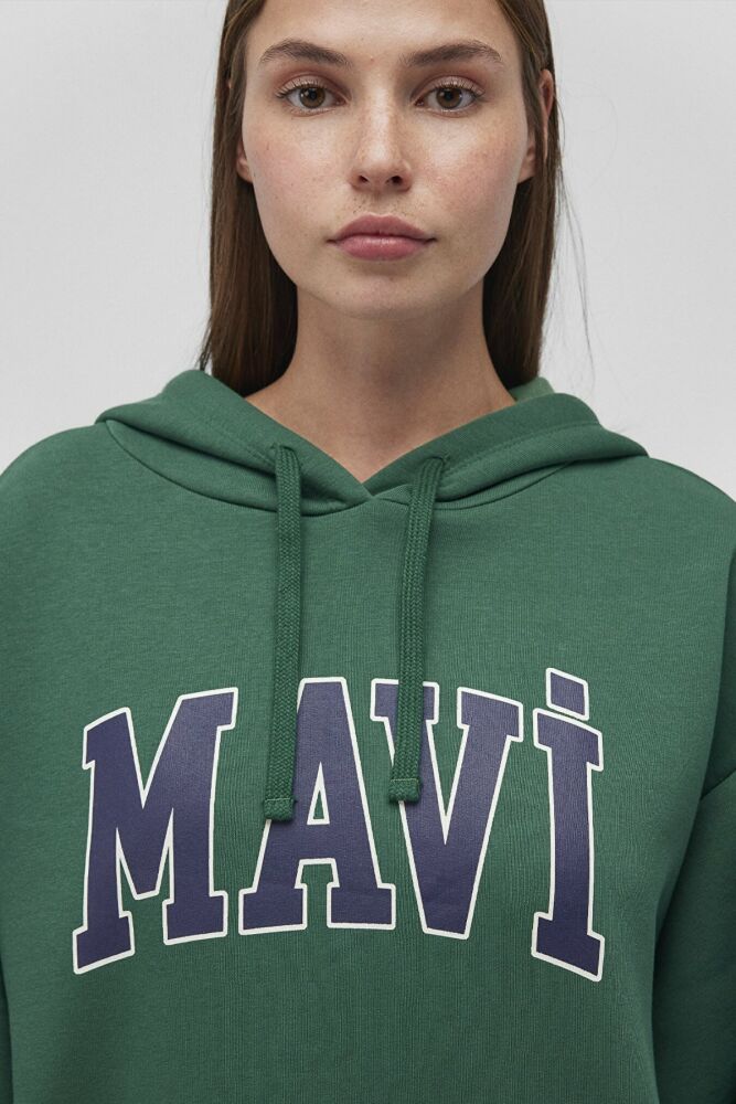 Mavi Logo Kapişonlu Avcı Yeşili Kadın Sweat 1600361-71892 - 5