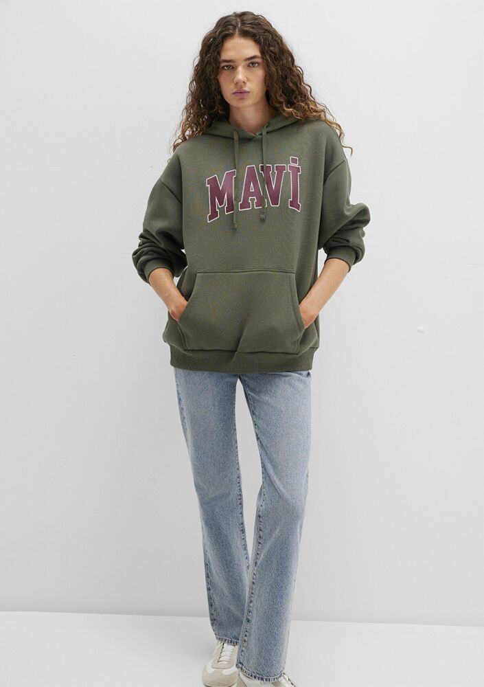 Mavi Logo Kapişonlu Haki Kadın Sweat 1600361-71581 (1)
