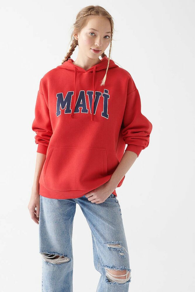 Mavi Logo Kapişonlu Kırmızı Kadın Sweat 1600361-82054 (1)