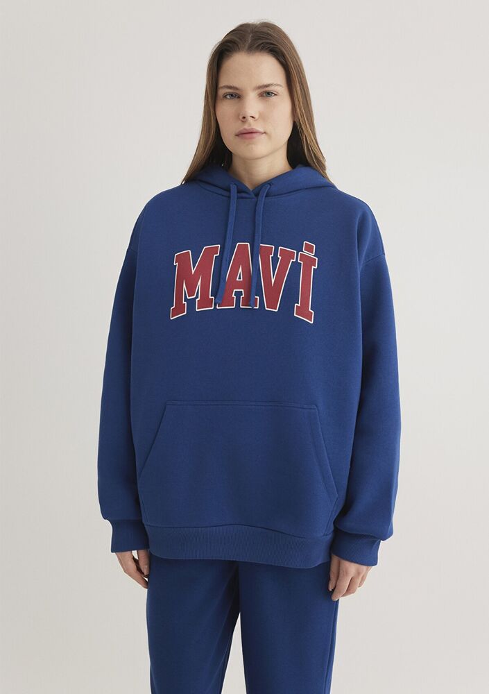 Mavi Logo Kapişonlu Koyu Lacivert Kadın Sweat 1600361-82625 - 4