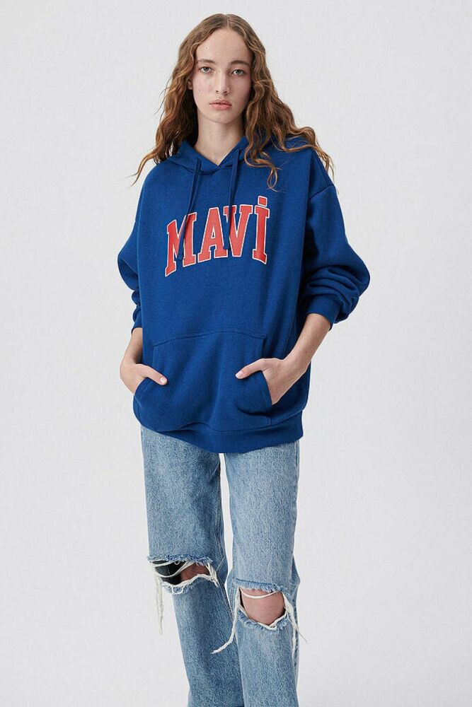 Mavi Logo Kapişonlu Koyu Lacivert Kadın Sweat 1600361-82625