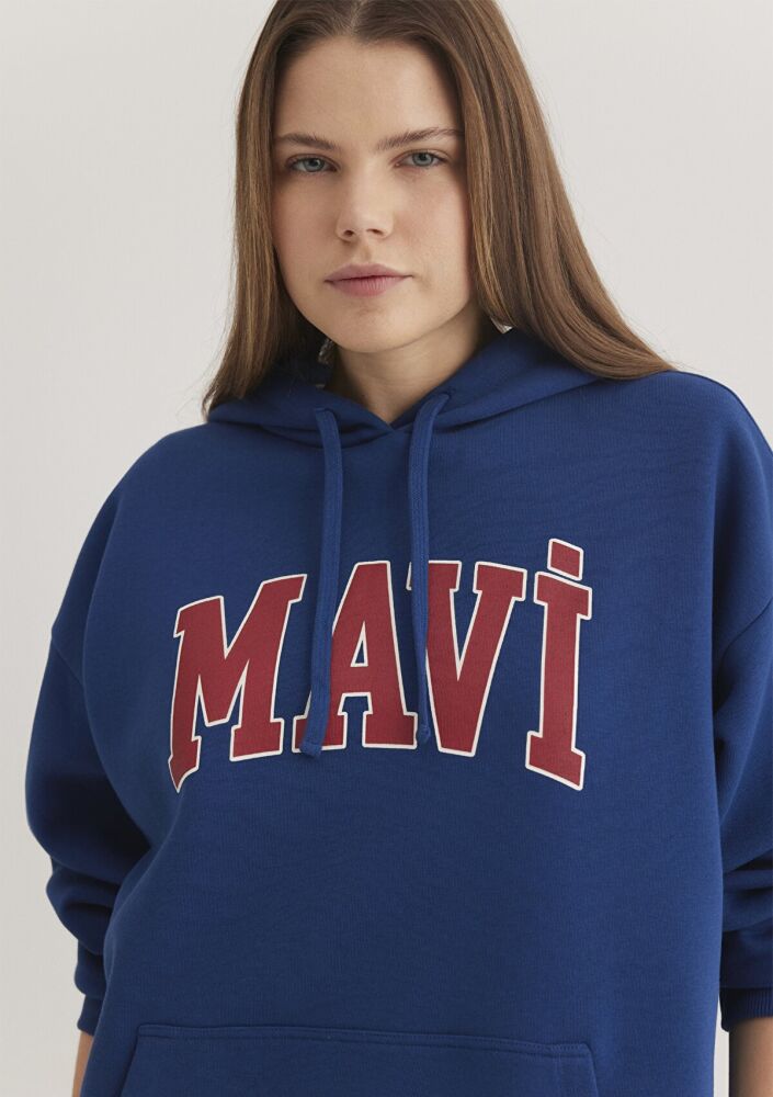 Mavi Logo Kapişonlu Koyu Lacivert Kadın Sweat 1600361-82625 (1)