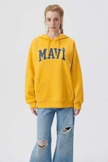 Mavi Logo Kapişonlu Koyu Sarı Kadın Sweat 1600361-71340 - 3