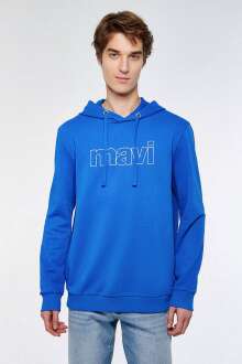 Mavi Logo Kapişonlu Saks Erkek Sweat 065606-70913 - Mavi (1)