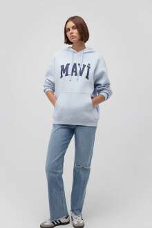 Mavi Logo Kapişonlu Uçuk Mavi Kadın Sweat 1600361-70717 - Mavi (1)