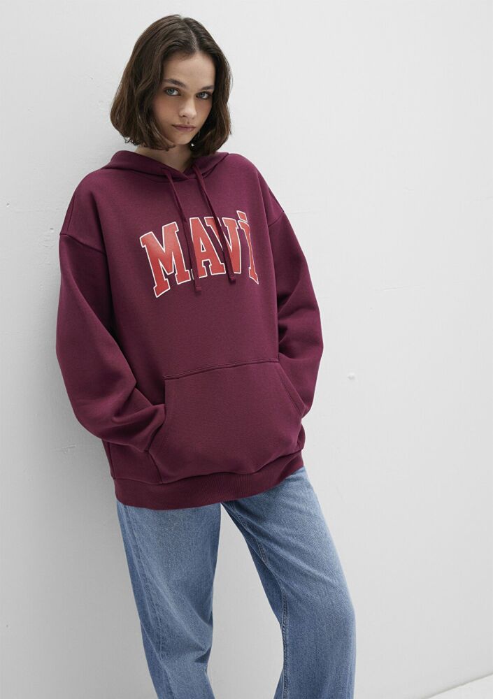 Mavi Logo Kapüşonlu Bordo Kadın Sweat 1600361-90705 (1)