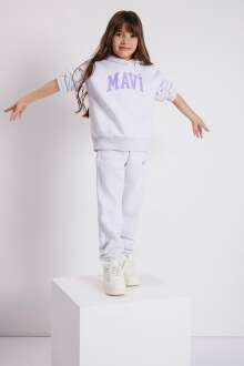 Mavi Logo Kar Gri Melanj Çocuk Tişört 7610035-85438 - Mavi (1)