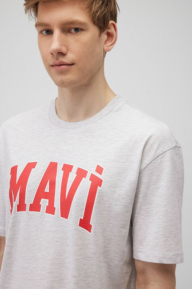 Mavi Logo Kar Gri Melanj Erkek Tişört 0611711-85438 - 5