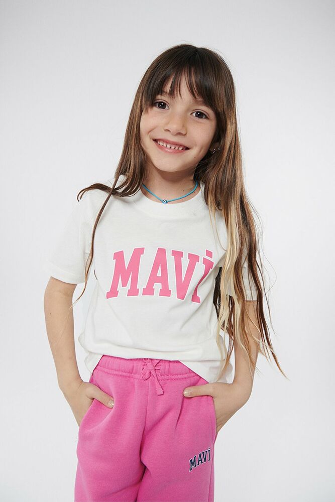 Mavi Logo Kırık Beyaz Çocuk Tişört 7610109-70057 - 1