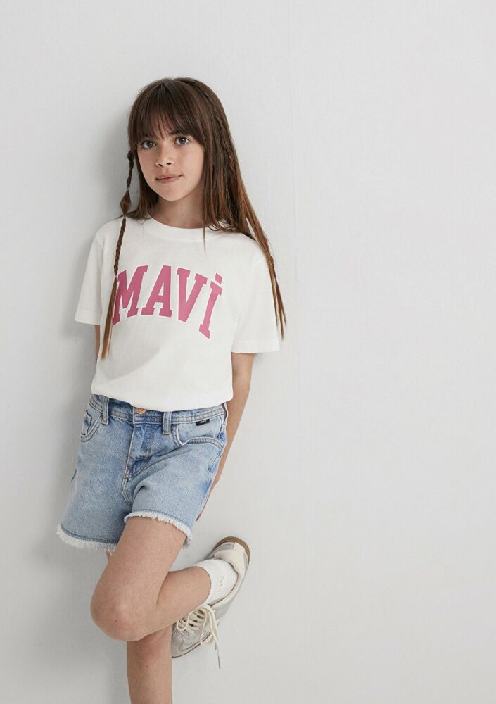 Mavi Logo Kırık Beyaz Çocuk Tişört 7610109-70057 (1)