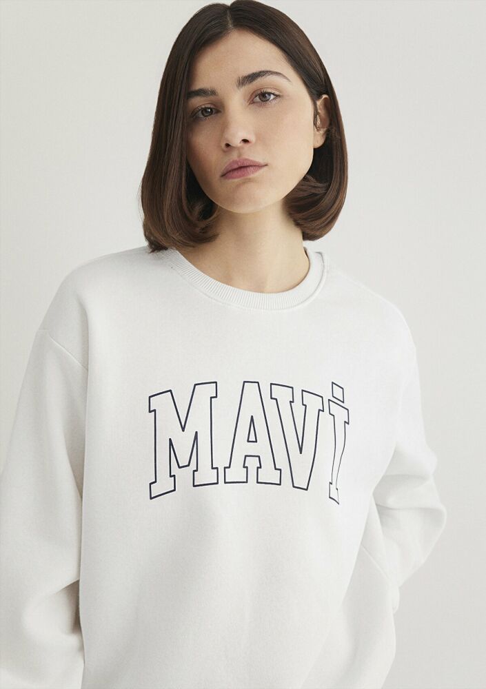 Mavi Logo Kırık Beyaz Kadın Sweat 1611192-70057 (1)