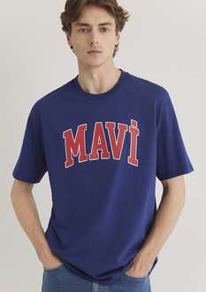 Mavi Logo Koyu Saks Mavi Erkek Tişört 0611711-70722 - 1