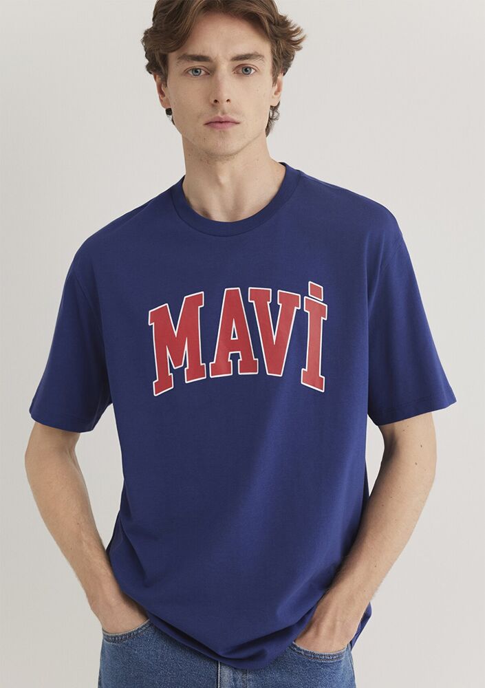 Mavi Logo Koyu Saks Mavi Erkek Tişört 0611711-70722 - 1