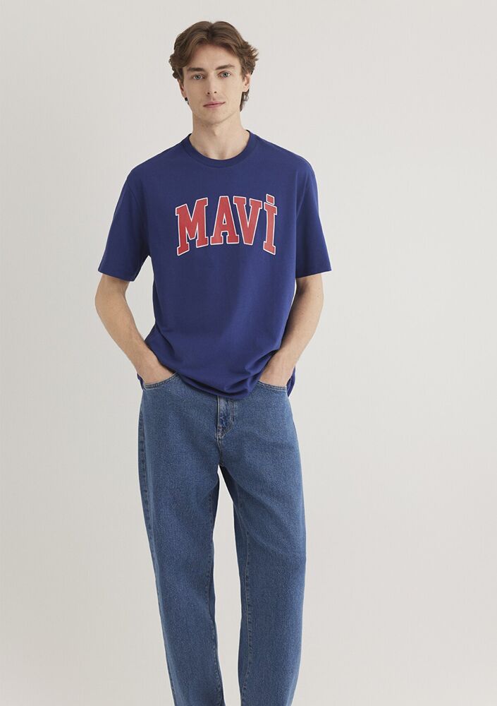 Mavi Logo Koyu Saks Mavi Erkek Tişört 0611711-70722 - 2