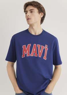Mavi Logo Koyu Saks Mavi Erkek Tişört 0611711-70722 - 3