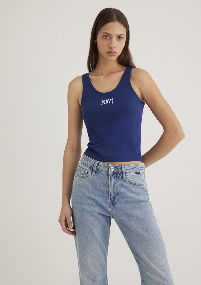 Mavi Logo Koyu Saks Mavi Kadın Tişört 1611899-70722 - 1
