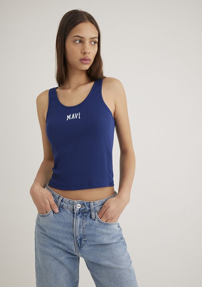 Mavi Logo Koyu Saks Mavi Kadın Tişört 1611899-70722 - 3
